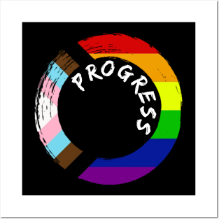 Progress Pride Rainbow Flag For Inclusivity Posters and Art